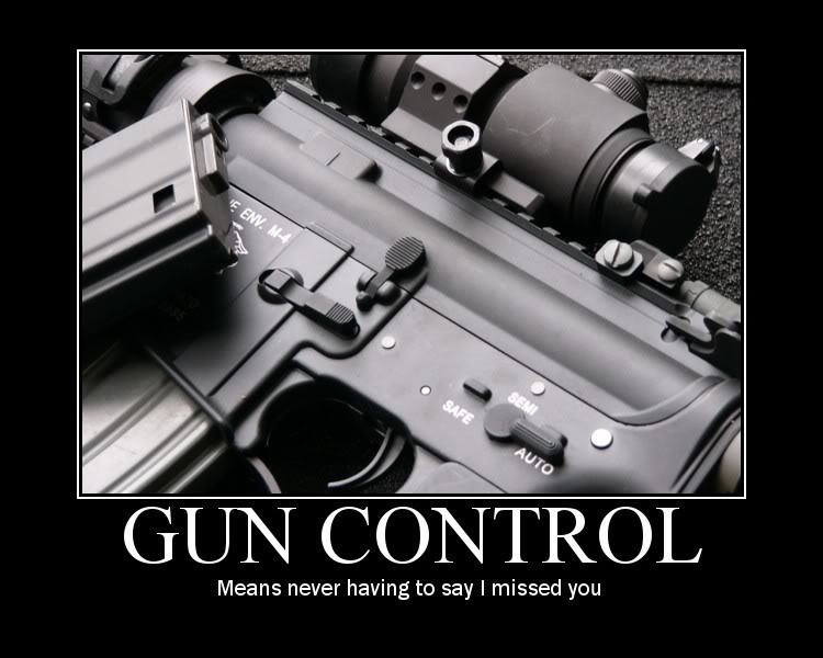 Funny sign: Gun Control means never having to say I missed you. http://www.lbsommer-author.yolasite.com/gun-signs.php