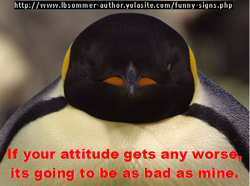 If your attitude gets any worse, it's going to be as bad as mine.
