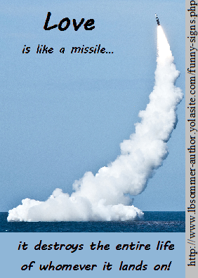 Love is like a missile, it destroys the entire life of whomever it lands on.