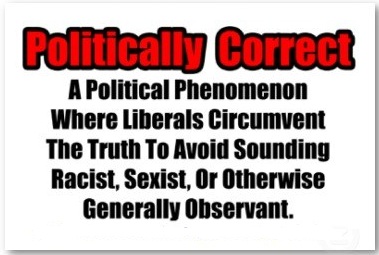Funny sign - Politically Correct A political phenomenon where liberals circumvent the truth to avoid sounding racist, sexist, or otherwise generally observant.