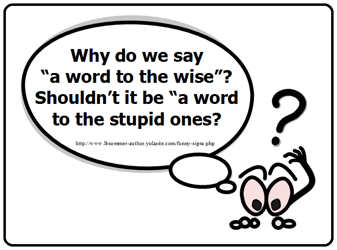 Funny question - why do we say a word to the wise? Shouldn't it be a word to the stupid ones?